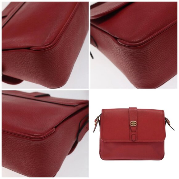 BALENCIAGA Shoulder Bag Leather Vintage Red Gold - Picture 10 of 15